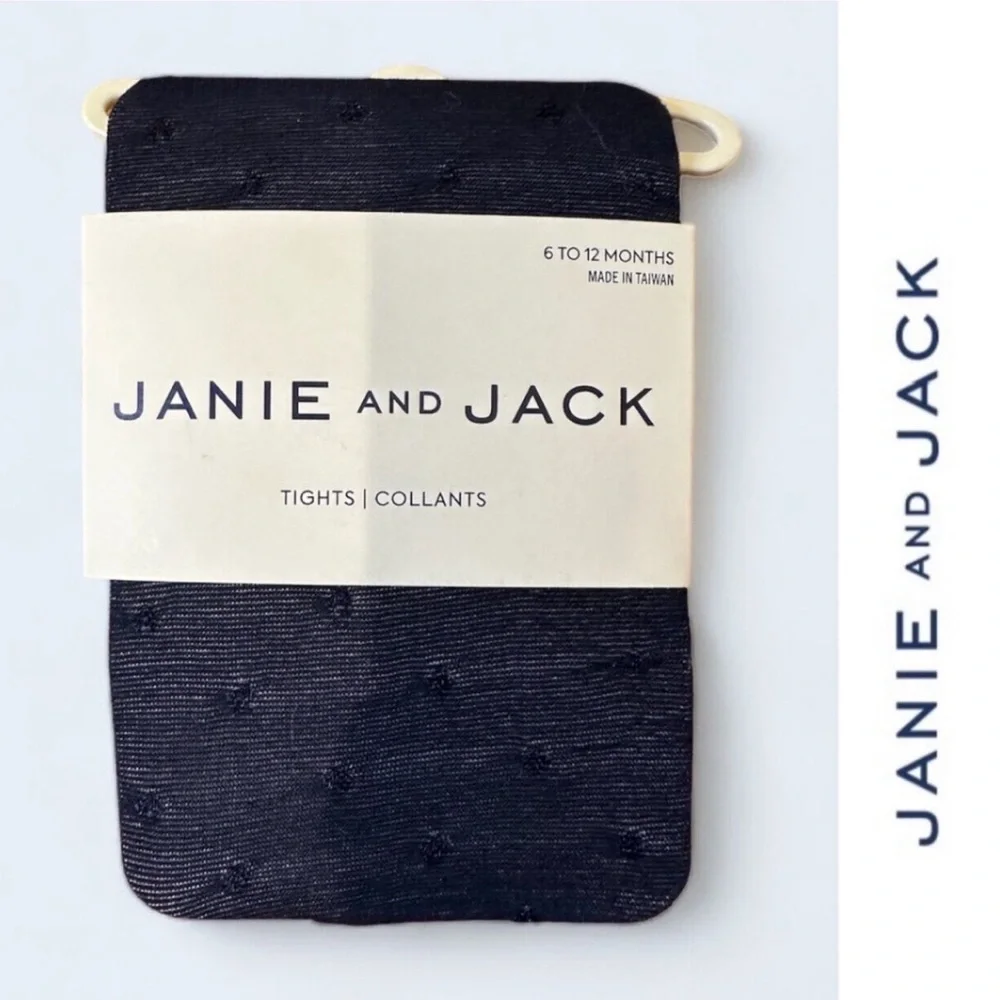NWT Janie & Jack Navy Polka Dot Tights,‎ Size 6-12 M, MSRP $18.50